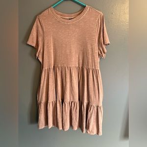 Short-Sleeve Tiered Mini Swing Dress
